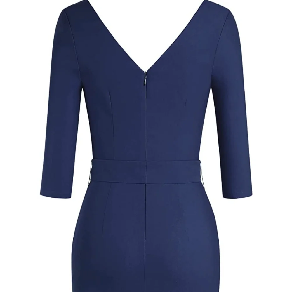 NWOT Faux Wrap V Neck Midi Dress - Picture 4 of 4